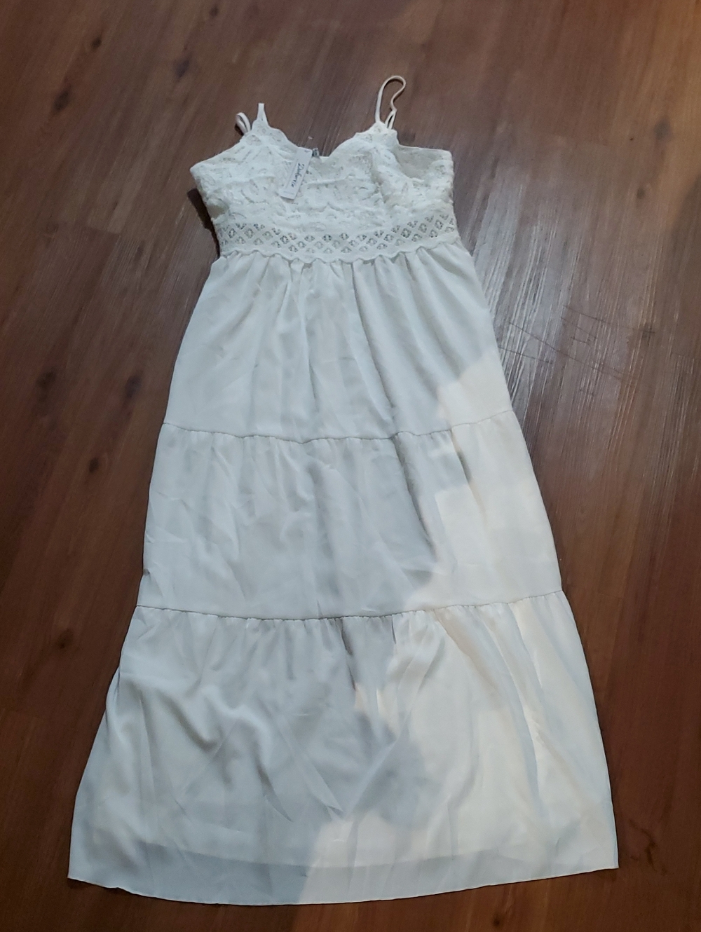 Bohemian White Crochet Tiered Maxi Dress - Picture 5 of 12